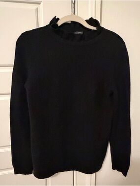 Talbots Black Ruffled Mock Neck Sweater